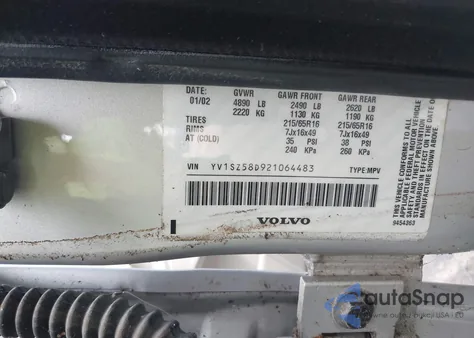 2002 Volvo V70 Xc из США, поврежденный, VIN YV1SZ58D921064483